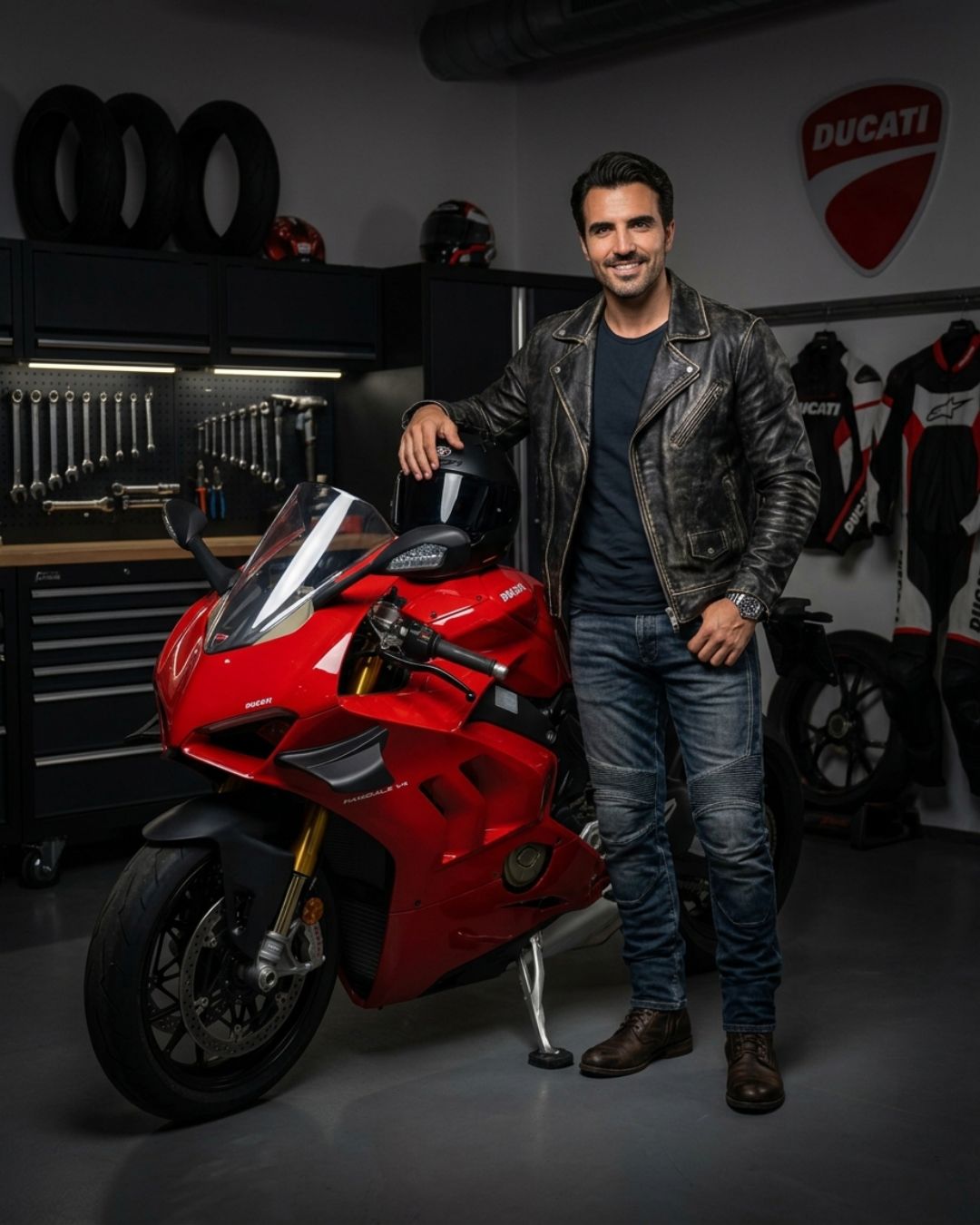 Ducati Panigale V4 em garagem premium