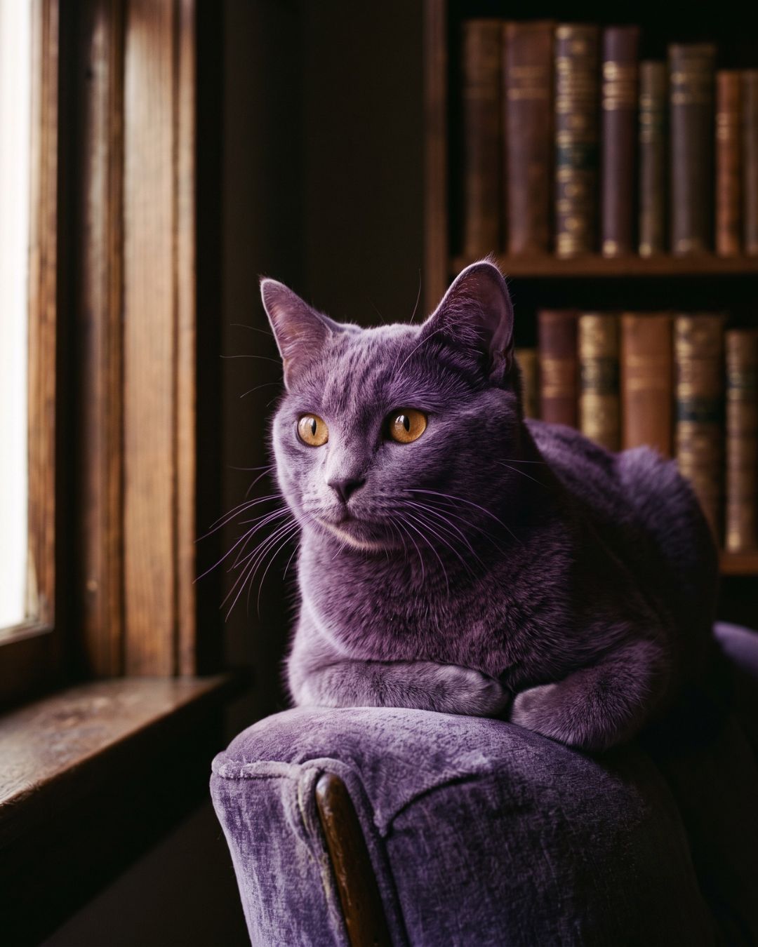 Gato de pelagem roxa