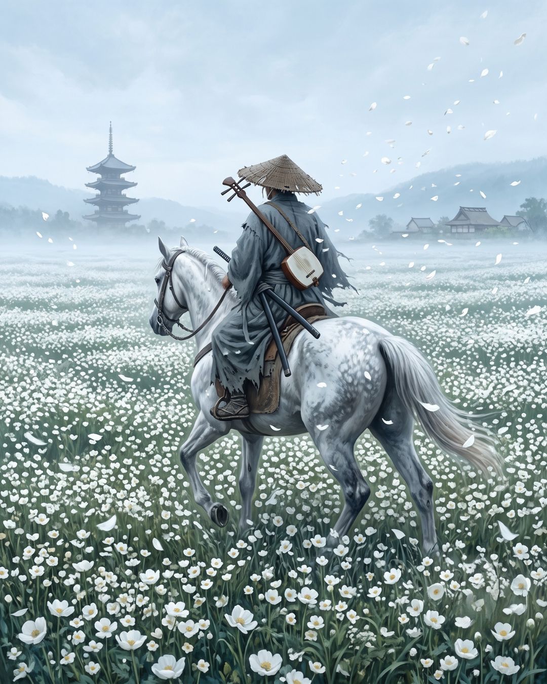Campo de flores brancas